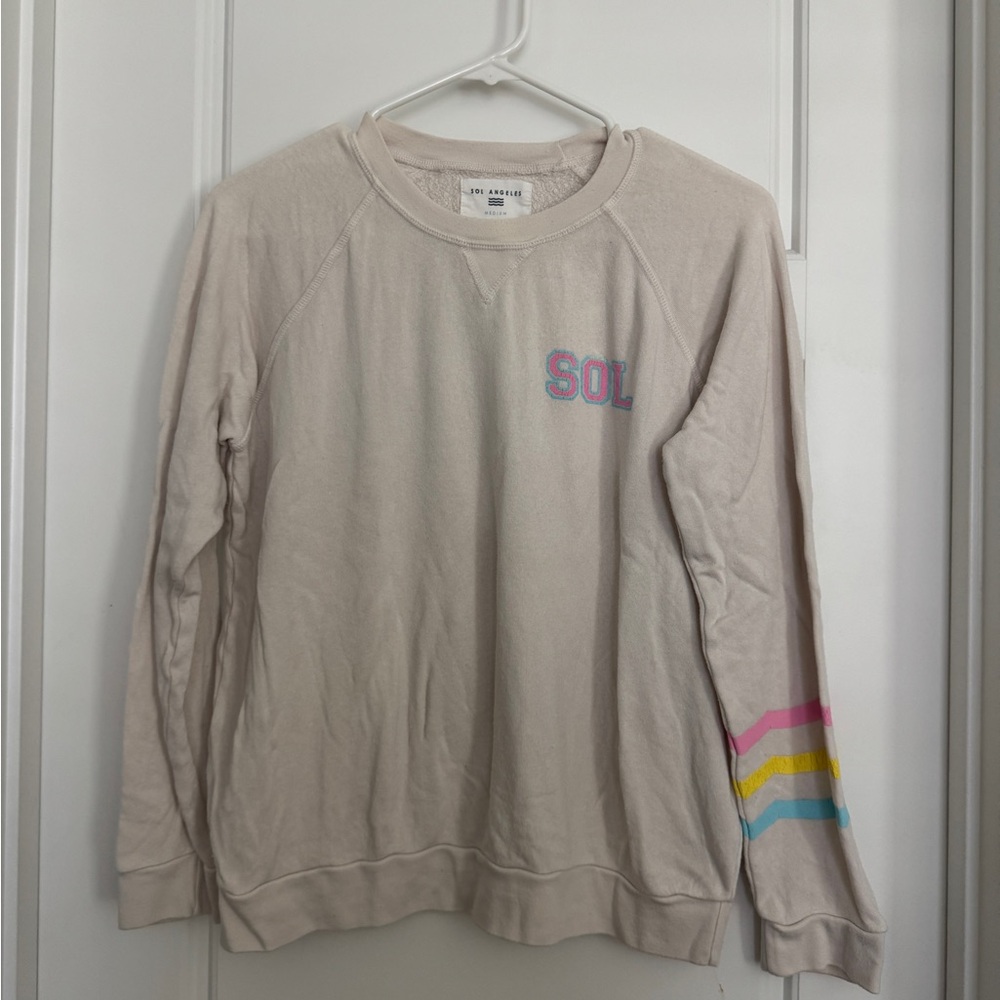 Sol Angeles Womens Sweatshirt Size Medium Pullover Ivory